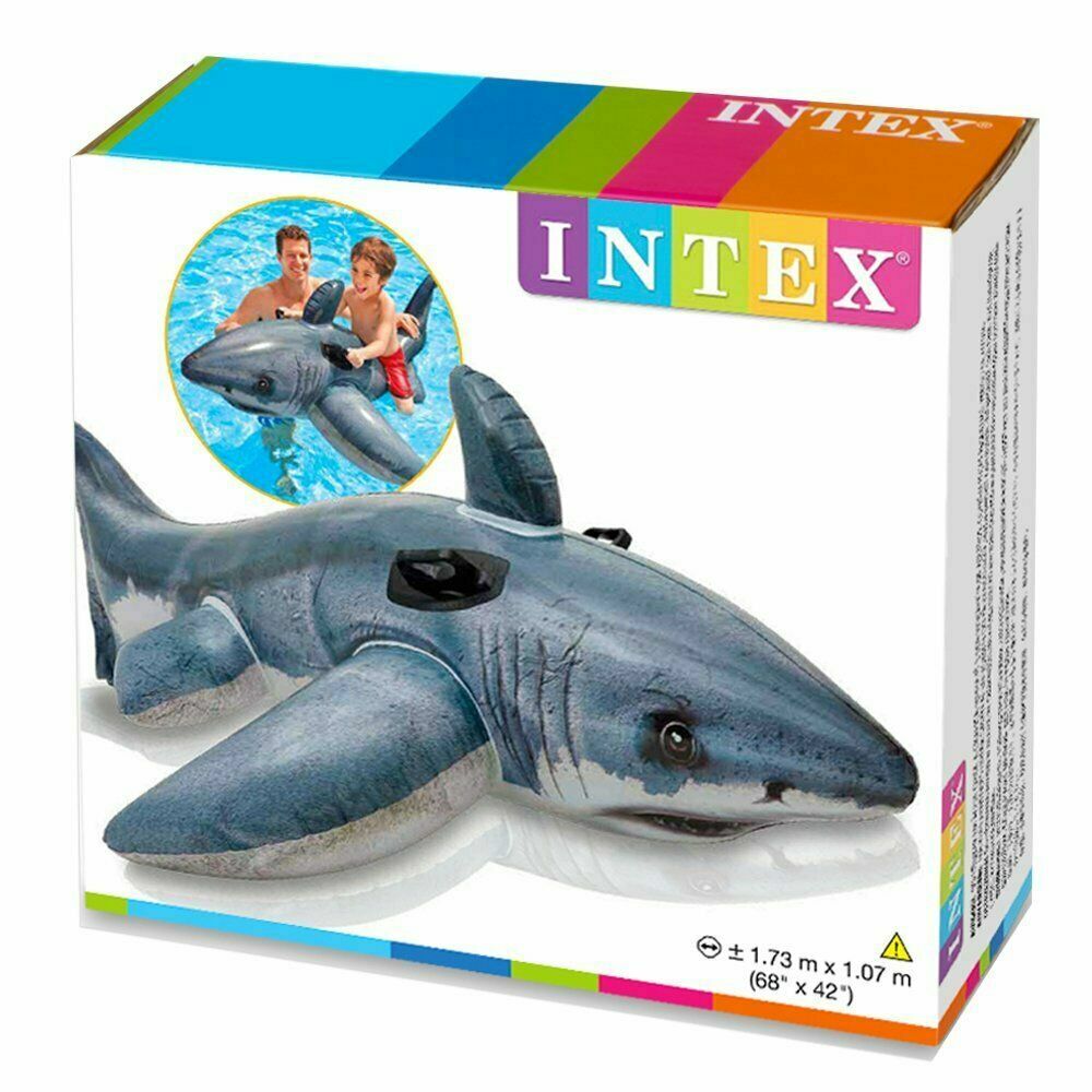 Intex Great White Shark Ride on Kids Children Inflatable Swimming Water Toy
