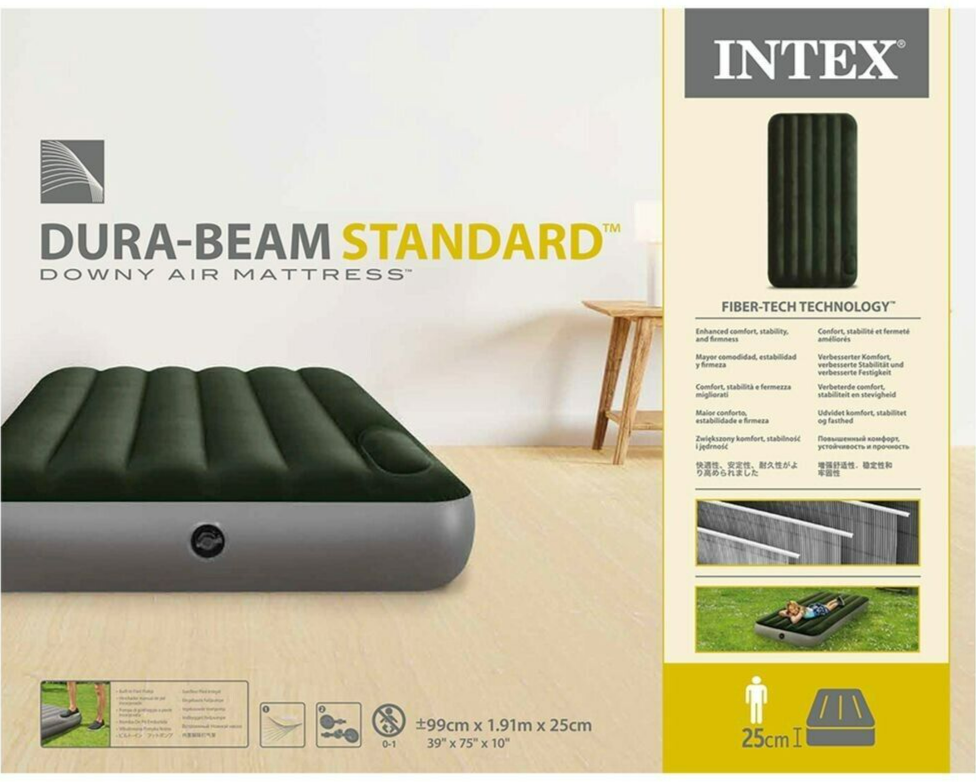 Intex JR Single Airbed DuraBeam Downy 76cm Inflatable Mattress Travel Camping