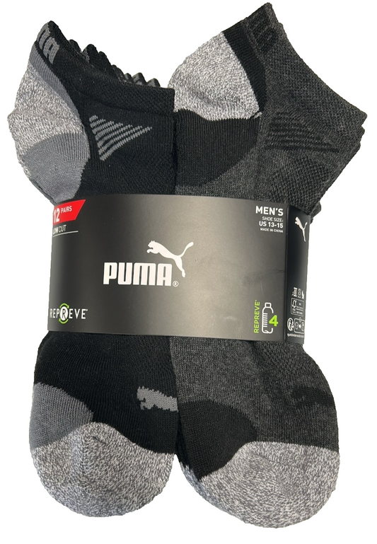 Puma Men's Repreve Low Cut Sport Socks 12 Pairs Athletic Sock Shoe Size 13-15