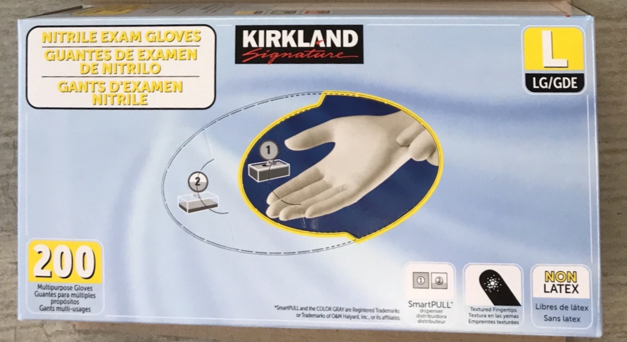 Kirkland Large Nitrile Gloves Exam Disposable Muti Purpose Glove 200 Pack
