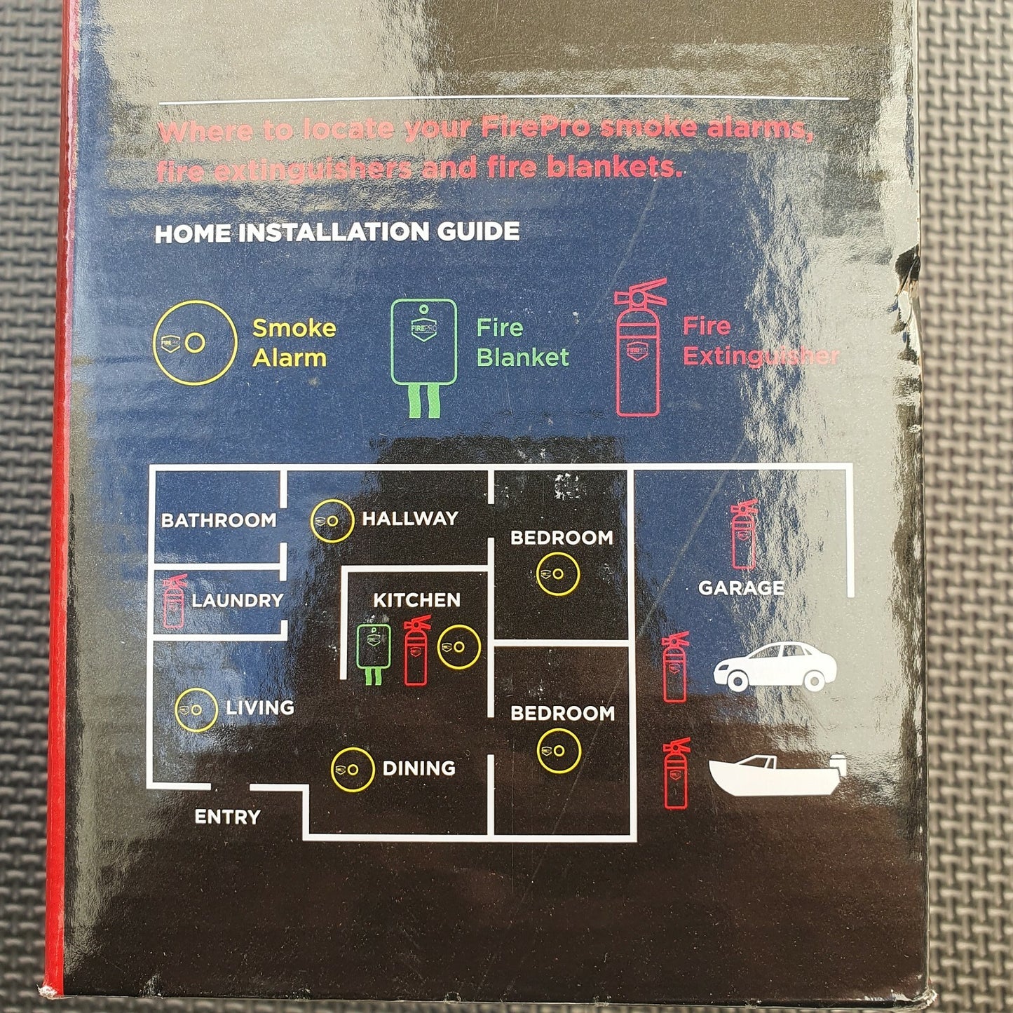 FirePro Fire Extinguisher 1kg + Blanket 1m x 1m Kit Home Car Caravan Boat