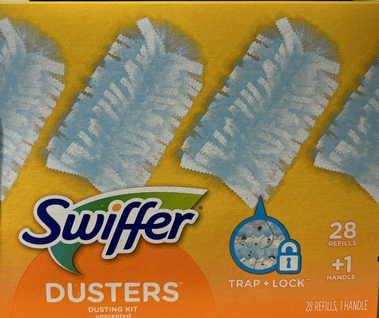 Swiffer Duster Dusting Kit Brush Home Car Dust Cleaner 28 Refills + 1 Handle