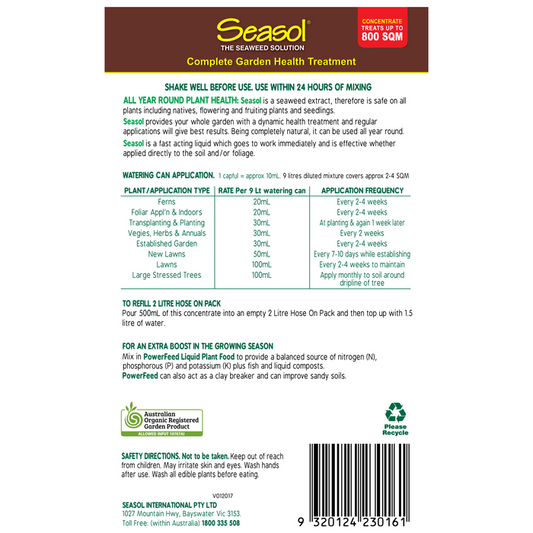 Seasol Fertilizer Seaweed Health Tonic Concentrate Plant Health Treatment 4L
