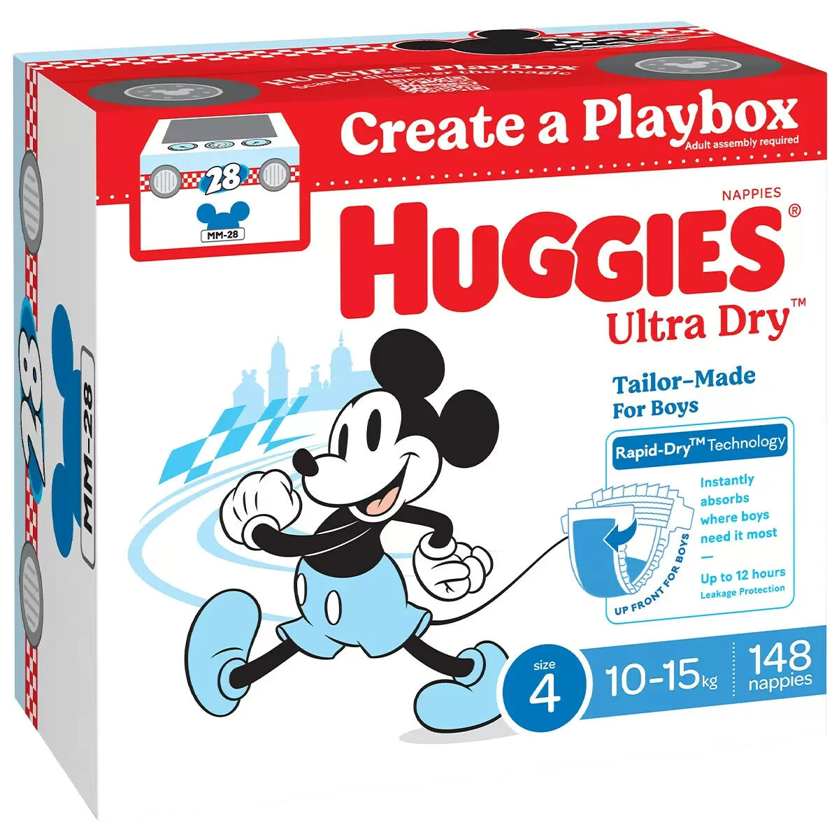 Huggies Boys' Ultra Dry Nappies Size 4 Toddler 148 Disposable Diapers 10-15kg