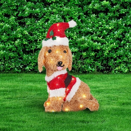 Lytworx Christmas Fabric Santa Dog Warm White LED 35 cm Indoor Outdoor Decor