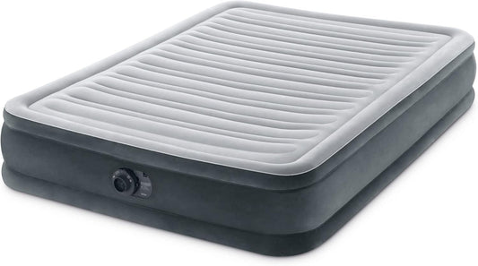 Intex Double Air Bed Deluxe Inflatable Camping Mattress Inbuilt Pump 33cm