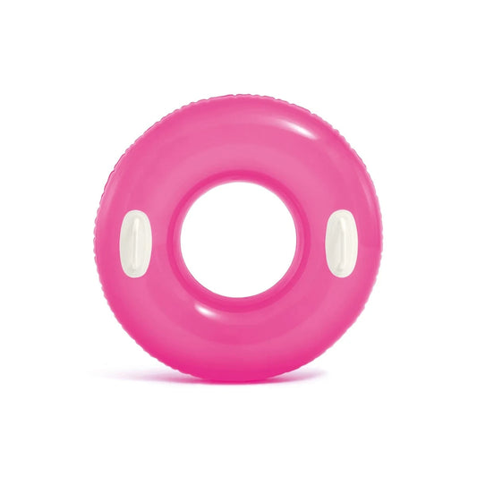 Intex Inflatable Swim Ring Tube with Handles Round Hi-Gloss Assort Colour 76cm
