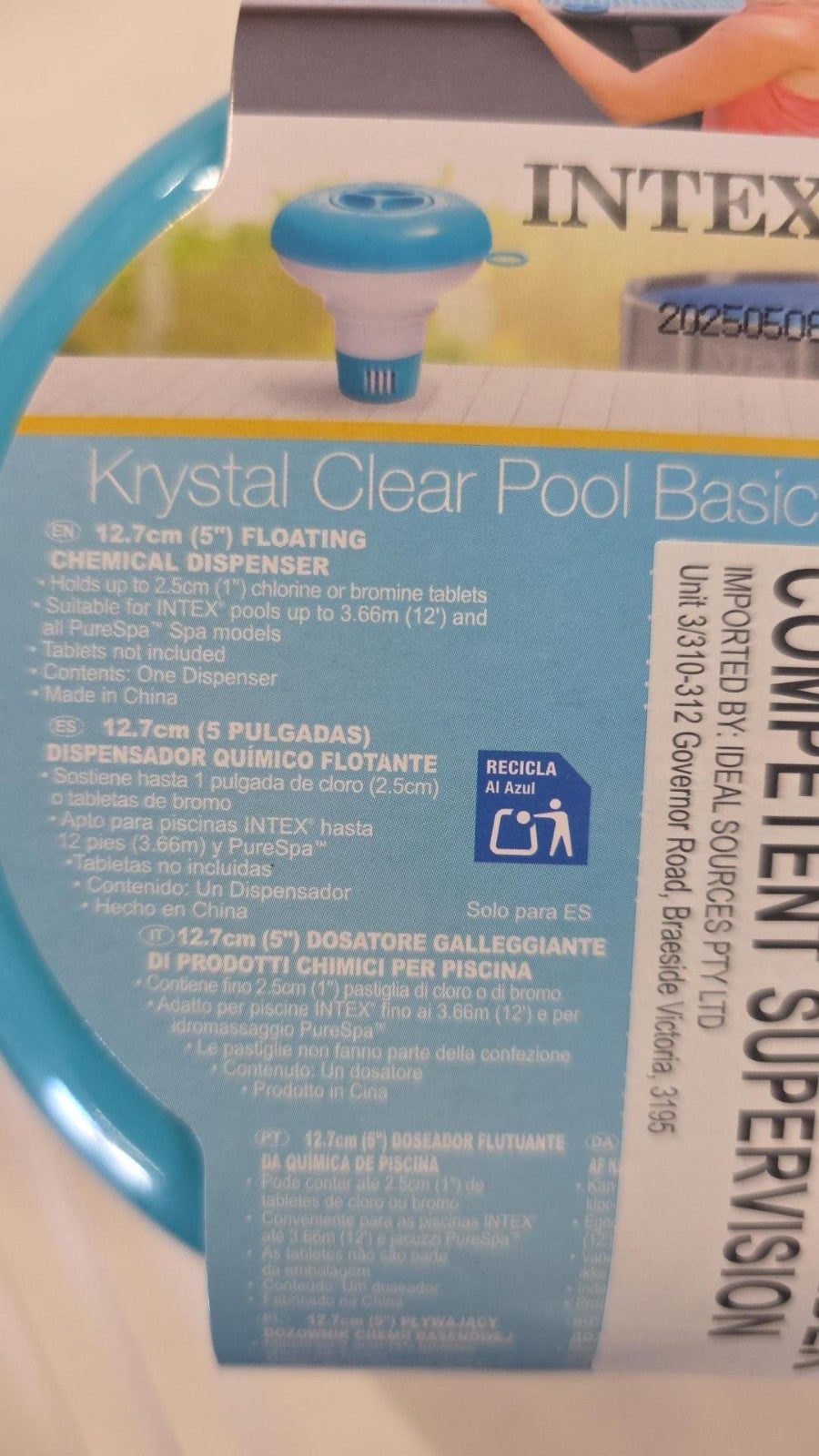 Intex Floating Chemical Chlorine Dispenser for Pool Spa Hot Tub Jet Massage