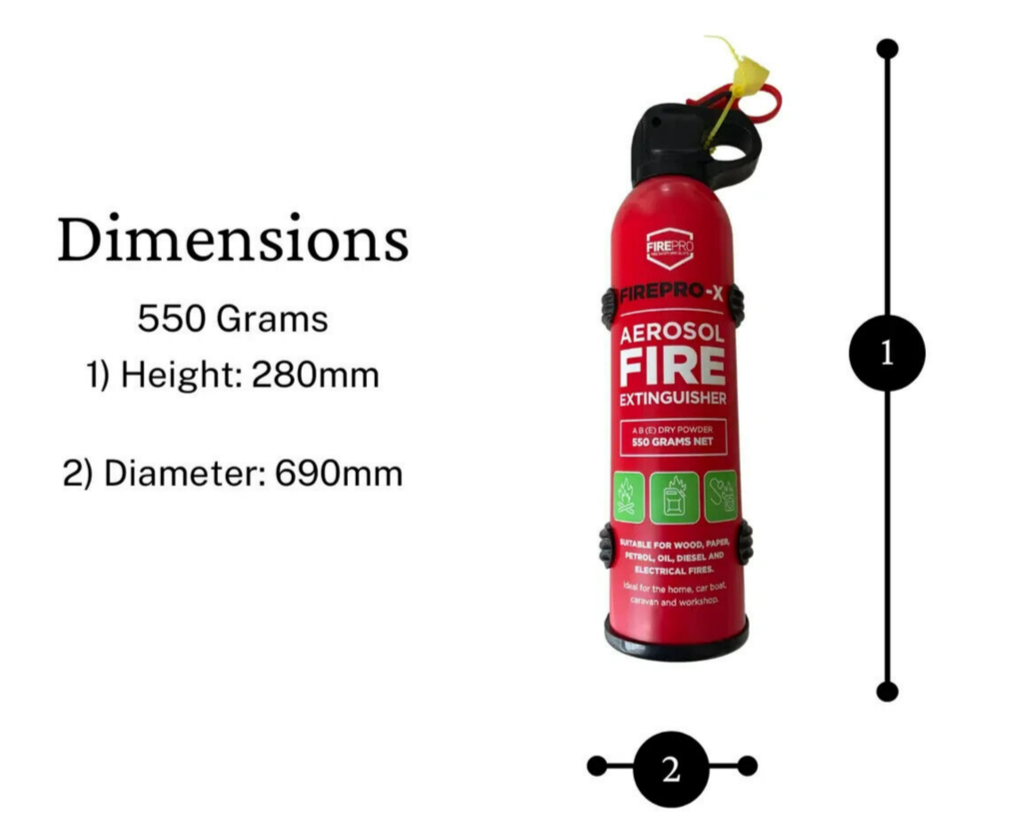 Firepro 550g X Aerosol Fire Extinguisher Eectrical Fires Car Boat Caravan RV