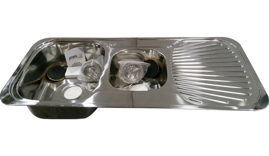 Stainless Steel Kitchen Sink Undermount Drop In Drainer 1 & 1/2 Bowl Waste Drain