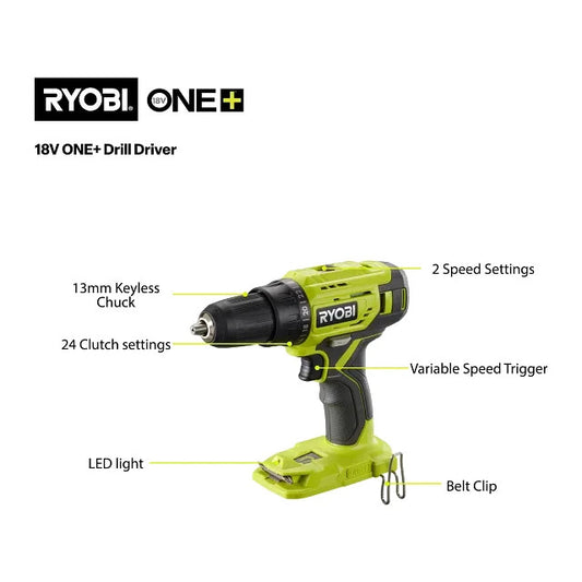 Ryobi ONE+ 18V 2 Piece Drill And Blower Kit 2.0Ah Battery Charger Kit Cordless