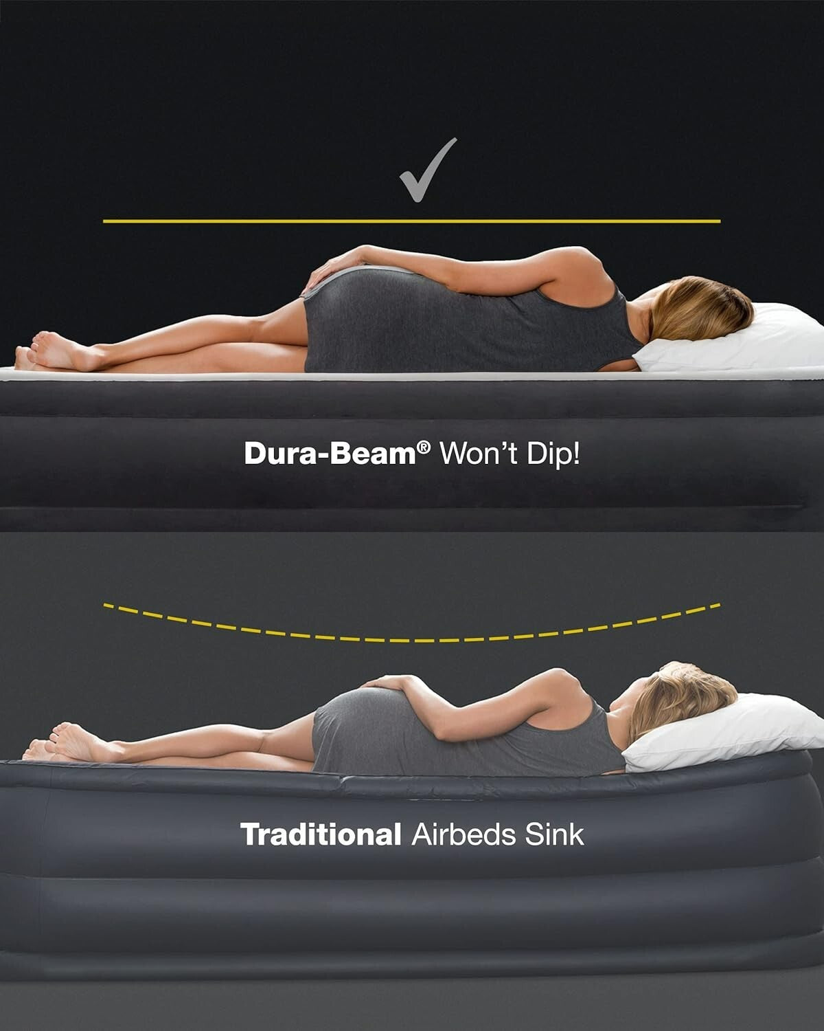 Intex Dura Beam Queen Inflatable Air Mattress Indoor Camping Airbed 25cm Thick