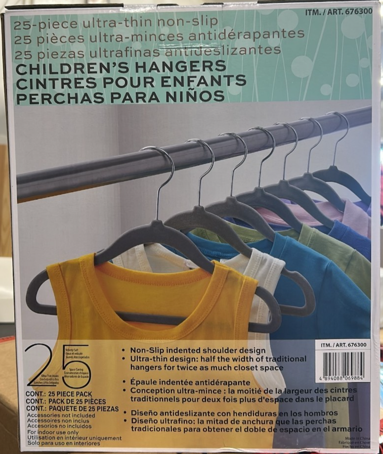 Flocked Kids Hangers Clothes Baby Child Coat Hanger Plastic Clothing Rack 25 Pk