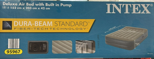 Intex Dura-Beam Inflatable Mattress Standard Deluxe Air Bed with Built in Pump