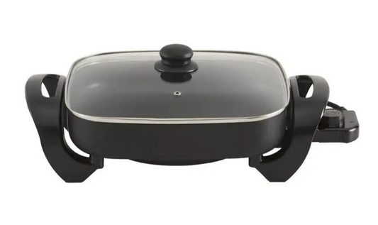 Maxim 29cm Frypan w/ Glass Lid Non-Stick Electric Cookware Square Fry Pan