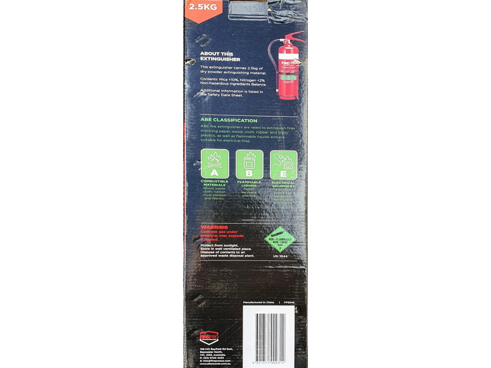 FirePro 2.5kg Dry Powder Fire Extinguisher – Car, Boat, Home, Caravan + Bracket