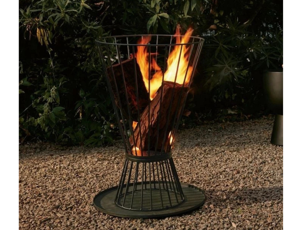 Mimosa Reversible Outdoor Fire Pit Basket – Black Patio Heater & Camping Flame
