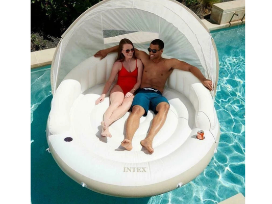 Intex Inflatable Canopy Island Lounge – Pool Float with Sun Shade 199x150cm