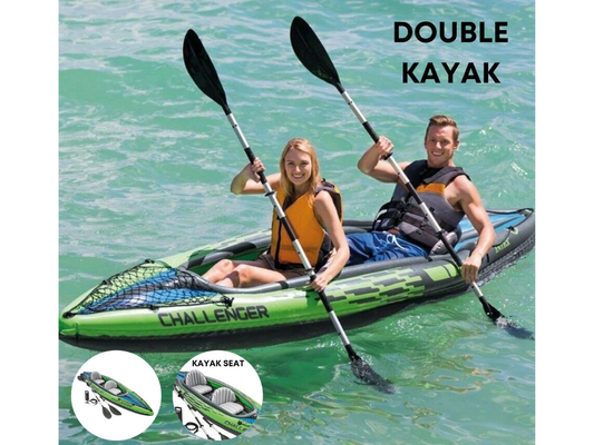 Intex Challenger K2 Inflatable 2-Seat Kayak – Sports Boat with Oars for River & Lake