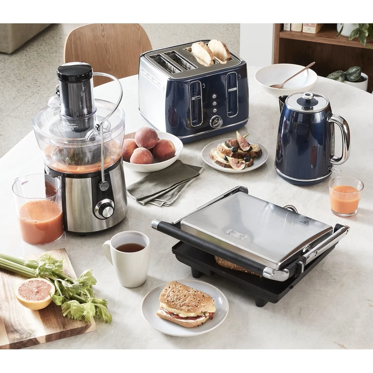 Anko 4 Slice Sandwich Press Stainless Steel Non-Stick Flat Plate Jaffle Maker