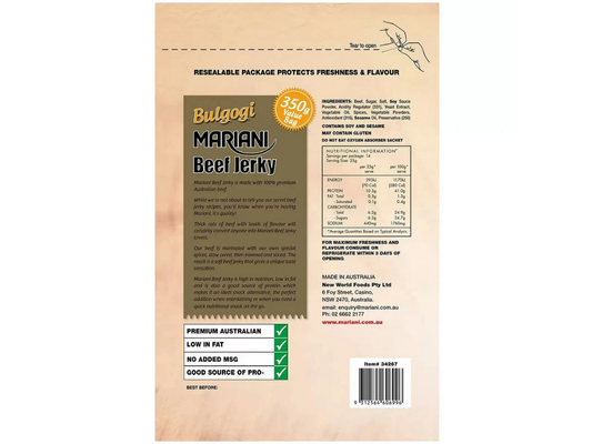 Mariani Bulgogi Beef Jerky – Authentic Korean BBQ Flavor, 350g Pack