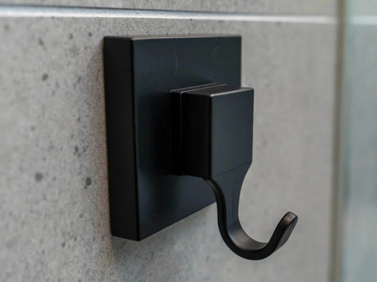 Fusion-Loc Matte Black Suction Hooks – 2pk Bathroom Towel Holders