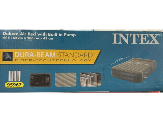 Intex Dura-Beam Standard Deluxe Air Bed – Inflatable Mattress with Built-In Pump