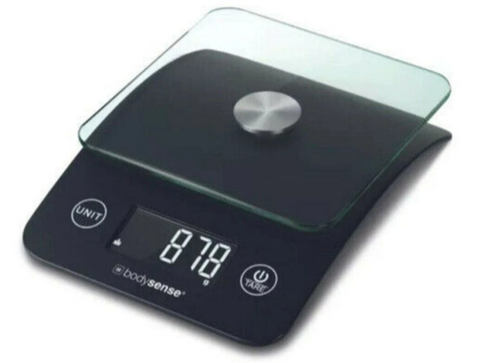 Bodysense Glass Digital Kitchen Scale – 5kg Raised Platform