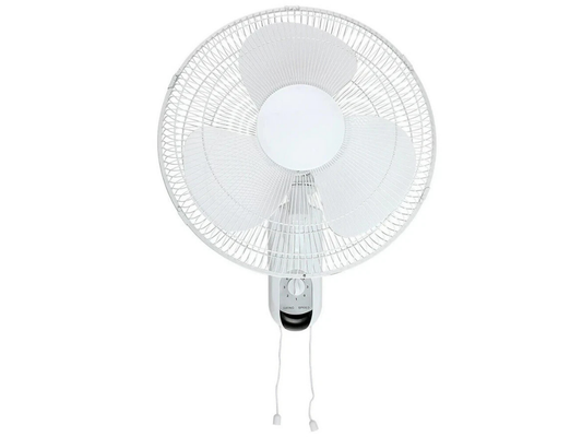 Heller 40cm Wall Mounted Oscillating Fan – White, 3 Speed, Pull Cord