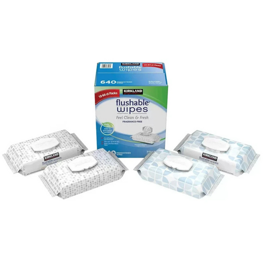 Kirkland Flushable Wipes 640 Count, Wet & Ultra Soft Towelettes