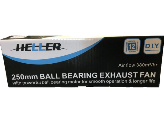 Heller 250mm Exhaust Fan – Ball Bearing for Wall/Ceiling Ventilation