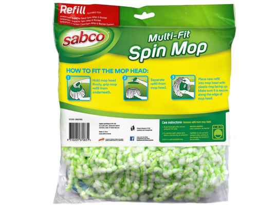 Sabco Mop Refill – Multi-Fit Microfibre Spin Head