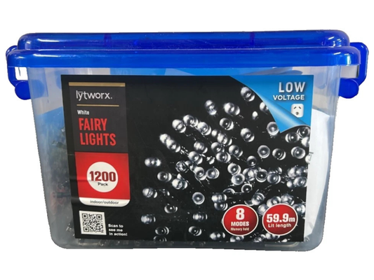 Lytworx 1200 LED White Solar Fairy Lights – Christmas String Decoration
