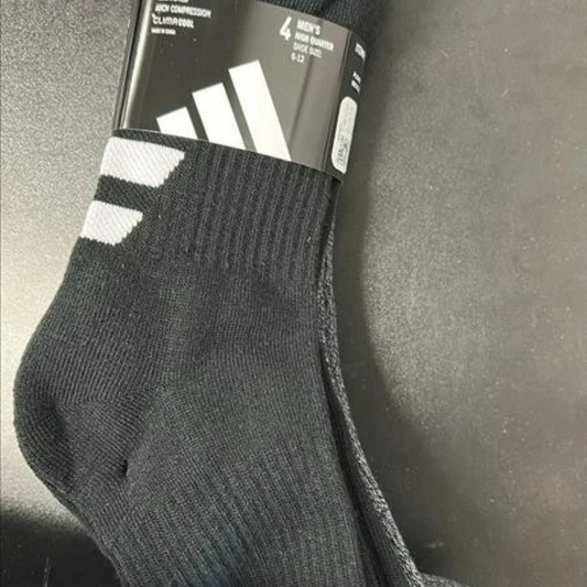 4-Pack Adidas Men’s High Quarter Socks, Assorted Colors, Size 6-12