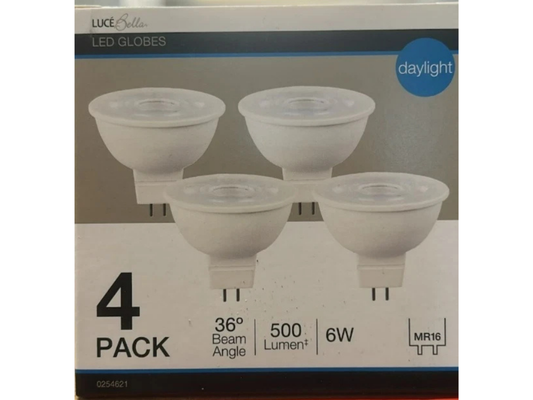 4x Luce Bella MR16 LED Globes 6W – 500 Lumen Daylight Spotlights
