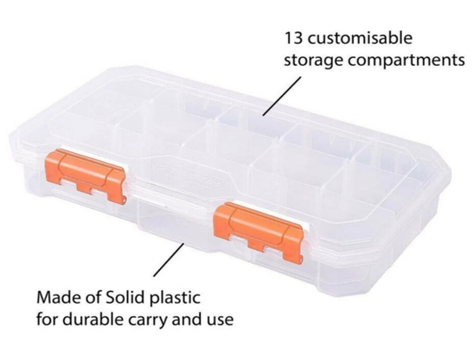 Tactix 13-Compartment Storage Box – Removable Dividers & Detachable Tool Organizer