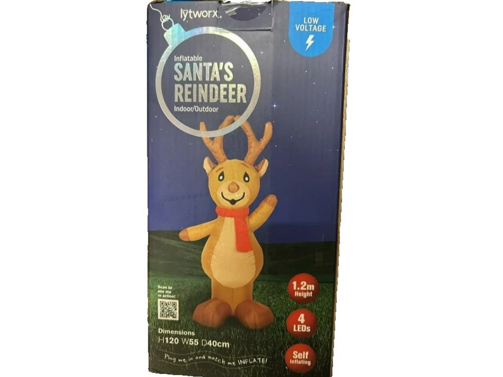 Lytworx 120cm Inflatable Reindeer – Outdoor Xmas Decoration