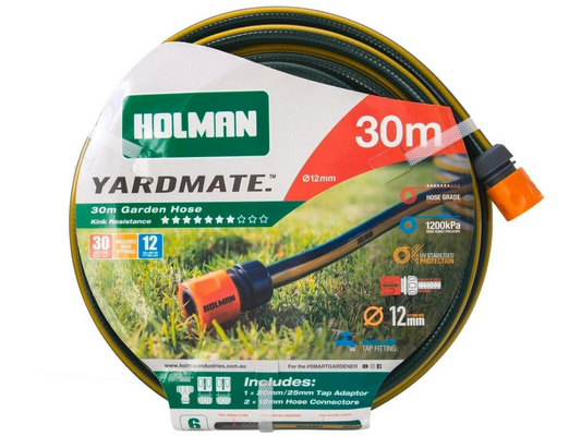 Holman Yardmate 12mm x 30m Garden Hose – UV Stabilised Lawn Watering Hose