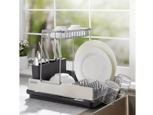Sabatier Compact Dish Rack – Plate & Cup Holder with Draining Tray Organizer