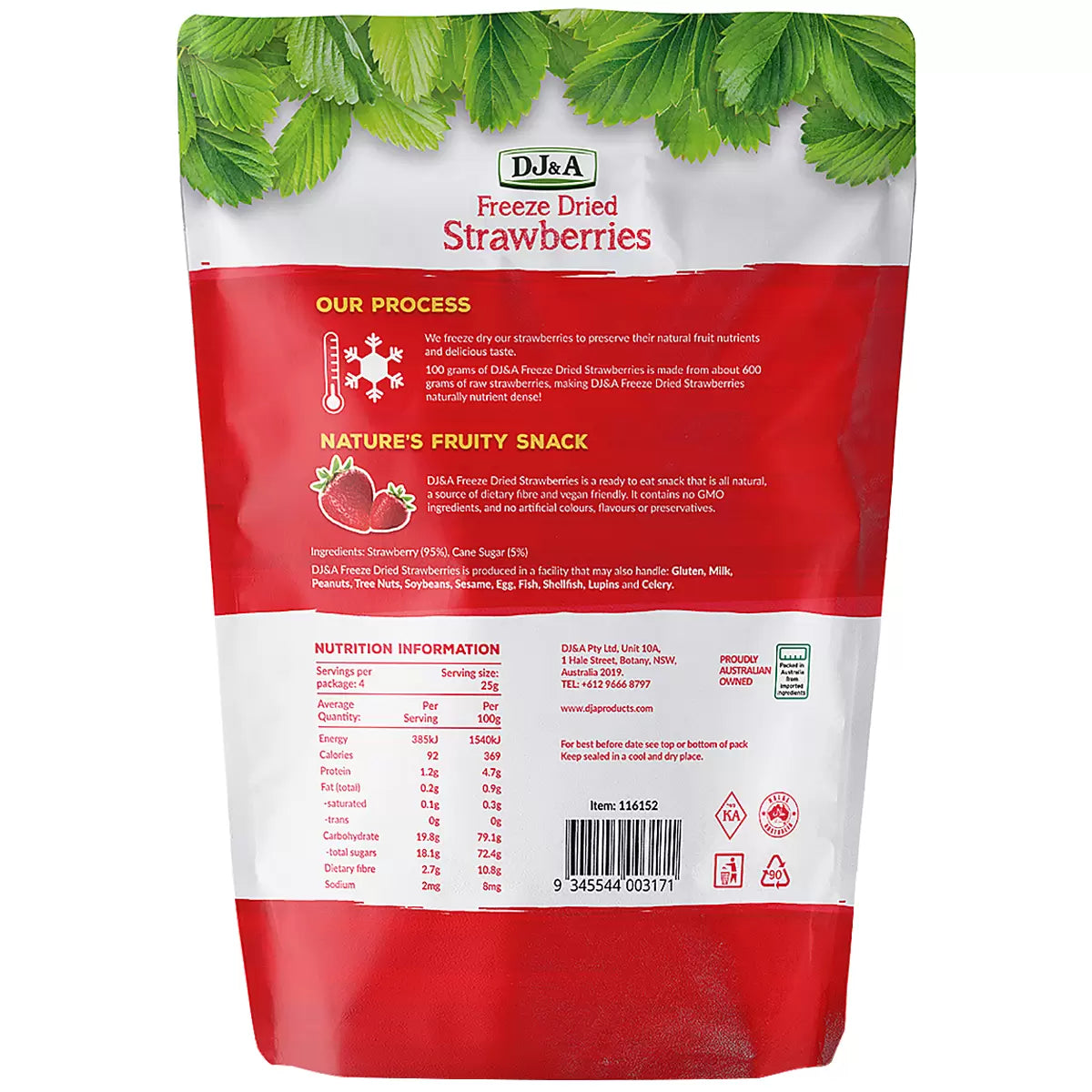 DJ&A Freeze Dried Strawberries 100g