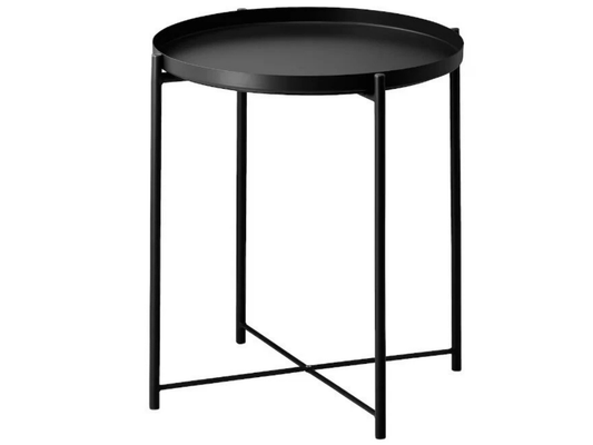 Round Portable Coffee Table with Removable Tray