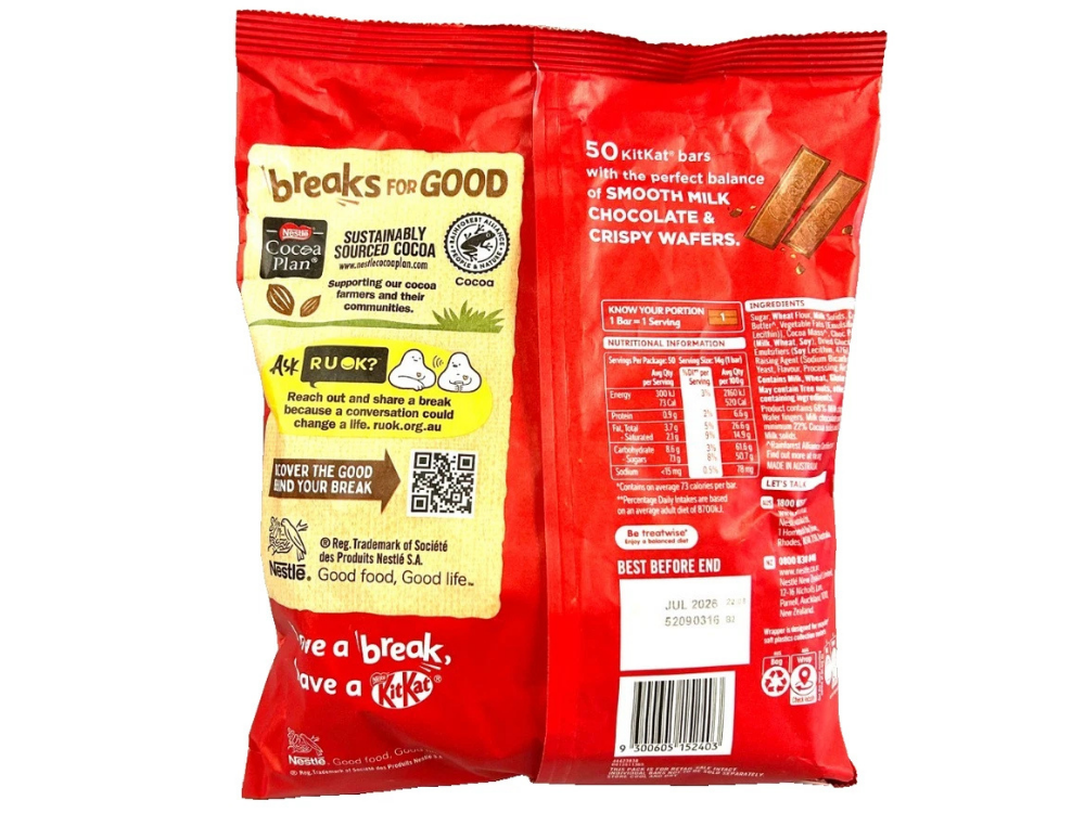 Nestlé KitKat 2-Finger Milk Chocolate Bars 50x14g – 700g Bulk Pack