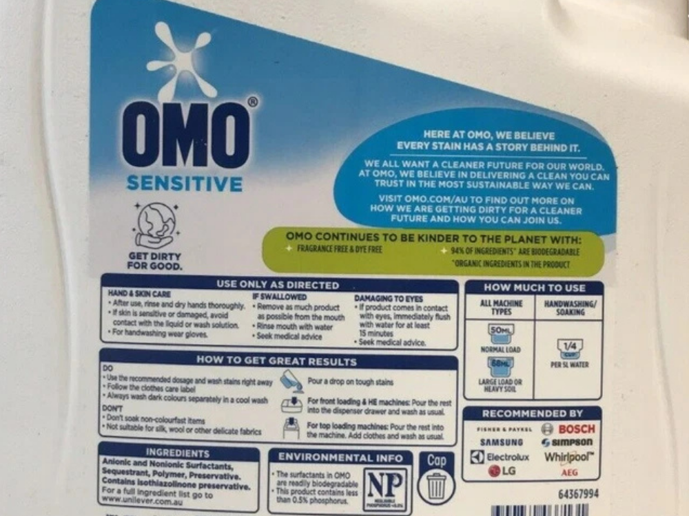 OMO Sensitive Laundry Liquid Detergent 6L – Front & Top Loader Washing Machine