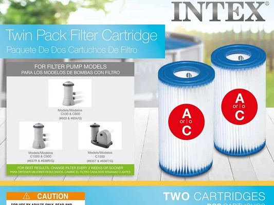 Intex Type A Pool Cartridge Filter Pump – Replacement Pack of 2