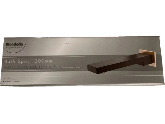 Mondella Signature 200mm Bath Spout – Black & Rose Gold