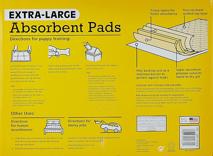 Kirkland Signature Extra-Large Absorbent Pads, 100 Large Pads, 30x23 (Original Version)