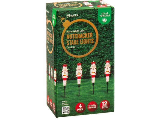 Lytworx Christmas Solar Nutcracker Lights – 4 Pack Garden Stakes