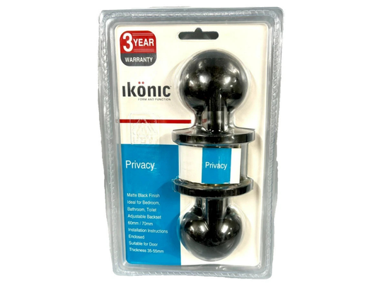 Ikonic Ruby Privacy Door Knob – Matte Black, Bedroom & Bathroom