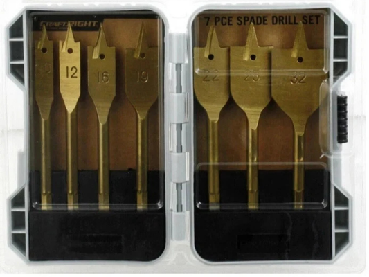 Woodworking Spade Drill Set by Craftright – 7 Bits