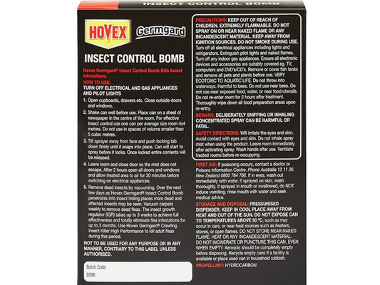 Hovex Germgard Insecticide Bomb 125g – 3 Pack for Flea, Moth & Bug Control